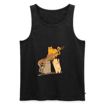 Lustige Katzen Violine Geige Violinistin Geigerin - Männer Premium Bio Tank Top - Schwarz - Vorne - AI Model Male 178 light (178cm)