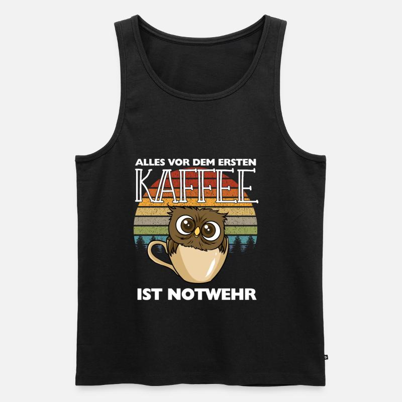 Kaffee Eule Langschläfer Morgenmuffel Koffein - Männer Premium Bio Tank Top - Schwarz