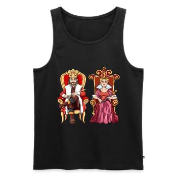 König Königin mit Krone auf dem Thron. - Männer Premium Bio Tank Top - Schwarz - Vorne - Michal (187cm)