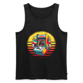 Retro Arcade Game Videospiel für Gamer - Männer Premium Bio Tank Top - Schwarz - Vorne - Michal (187cm)