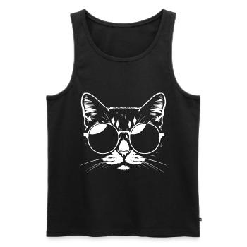 Lustige Katze mit Sonnenbrille Kätzchen Sonnenbrille Katzen - Männer Premium Bio Tank Top - Schwarz - Vorne - Michal (187cm)