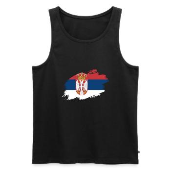 Drapeau Serbie drapeau serbe - Débardeur bio Premium Homme - noir - Devant - AI Model Male 178 light (178cm)