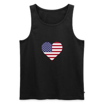 USA Amerika Flagge Fahne Herz - Männer Premium Bio Tank Top - Schwarz - Vorne - Michal (187cm)