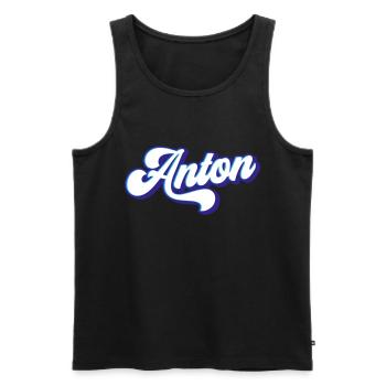 Anton | Farben änderbar - Männer Premium Bio Tank Top - Schwarz - Vorne - Michal (187cm)
