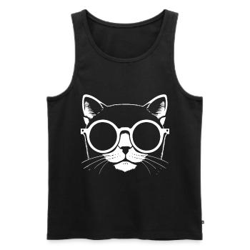 Drôle de chat avec des lunettes de soleil Chaton Sunglas Cats - Débardeur bio Premium Homme - noir - Devant - Michal (187cm)