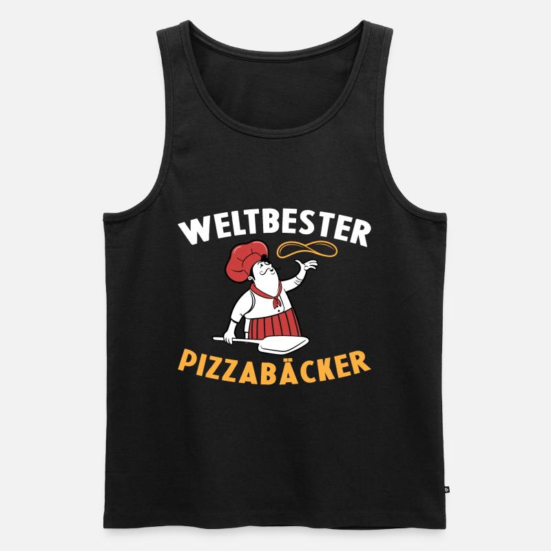 Weltbester Pizzabäcker Pizza Geschenkidee Kochen - Männer Premium Bio Tank Top - Schwarz