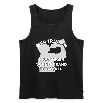 Bier trinken hilft gegen Sonnenbrand im Nacken - Männer Premium Bio Tank Top - Schwarz - Vorne - Michal (187cm)
