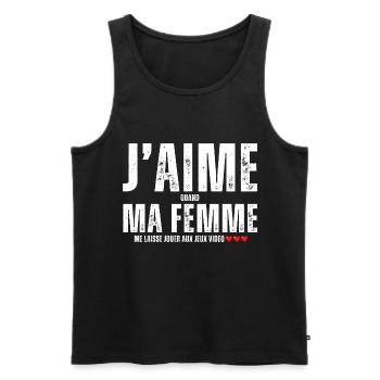 J' aime ma femme humour gaming cadeau pour gamer - Débardeur bio Premium Homme - noir - Devant - Michal (187cm)