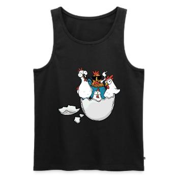 Coquille d’œuf Poulets Oeufs de Pâques Volaille Volaille - Débardeur bio Premium Homme - noir - Devant - Michal (187cm)