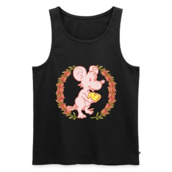 Cadeau d’anniversaire de souris Roses au fromage Féliciter - Débardeur bio Premium Homme - noir - Devant - Michal (187cm)