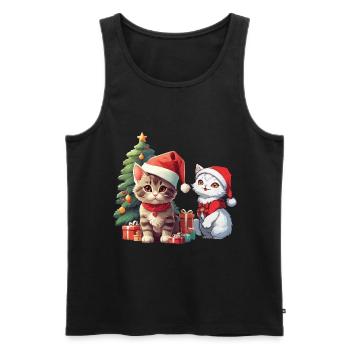 Christmas Weihnachten Katze Katzen Nikolaus Xmas - Männer Premium Bio Tank Top - Schwarz - Vorne - AI Model Male 178 light (178cm)