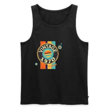 Scarf Plate Vinyl 1970 Birthday Record Player - Men's Premium Organic Tank Top - black - Front - Michal (187cm)