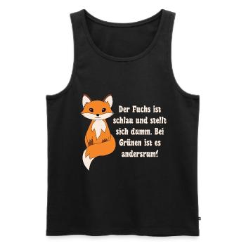 Der Fuchs ist schlau und stellt sich dumm bei Grün - Männer Premium Bio Tank Top - Schwarz - Vorne - Michal (187cm)