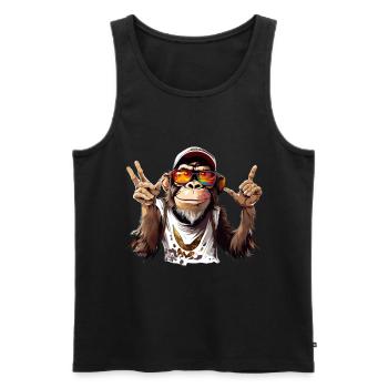 Streetart Affe Urban Rap Street Affe - Männer Premium Bio Tank Top - Schwarz - Vorne - Michal (187cm)