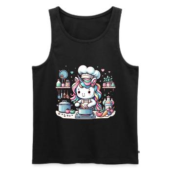 Kulinarisches Einhorn Magische Abenteuer Koch - Männer Premium Bio Tank Top - Schwarz - Vorne - Michal (187cm)