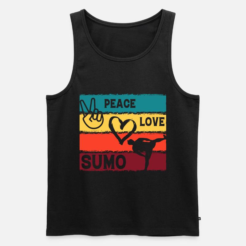 Frieden Liebe Sumo - Männer Premium Bio Tank Top - Schwarz