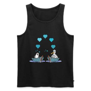 Möwen Möwe Liebe Herz Valentin Seemann Boot - Männer Premium Bio Tank Top - Schwarz - Vorne - AI Model Male 178 light (178cm)