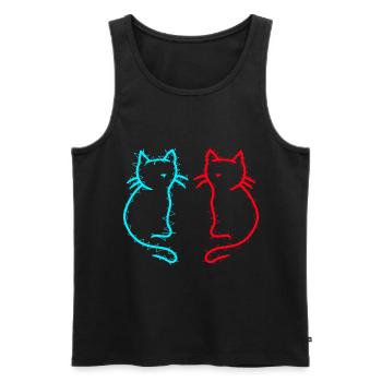 80s 90s Retro Vintage Cats Cat Kitten - Men's Premium Organic Tank Top - black - Front - Michal (187cm)