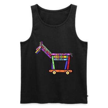 Cheval Chevaux Poney Enfant Enfants Cadeau de Noël - Débardeur bio Premium Homme - noir - Devant - Michal (187cm)