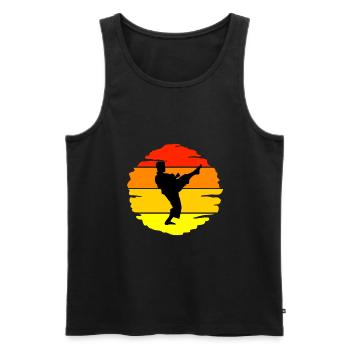 Karate Sonnenuntergang - Männer Premium Bio Tank Top - Schwarz - Vorne - Michal (187cm)