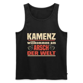 Willkommen am Arsch der Welt Kamenz - Männer Premium Bio Tank Top - Schwarz - Vorne - AI Model Male 178 light (178cm)