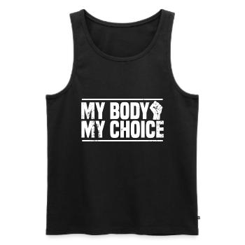 mon corps mon choix - Débardeur bio Premium Homme - noir - Devant - AI Model Male 178 light (178cm)