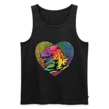 Dinosaurier Hipster - Männer Premium Bio Tank Top - Schwarz - Vorne - Michal (187cm)