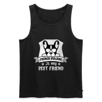 Le bouledogue français est mon meilleur ami - Débardeur bio Premium Homme - noir - Devant - Michal (187cm)