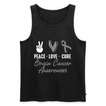 Peace, Love, Healing, Brain Tumor, Cancer, - Men's Premium Organic Tank Top - black - Front - Michal (187cm)