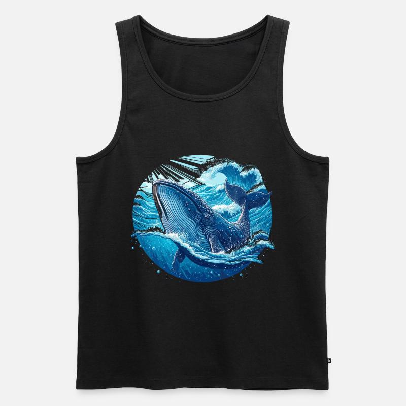 Blauwal - Männer Premium Bio Tank Top - Schwarz