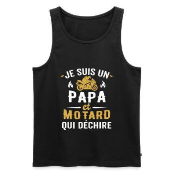 je suis Papa et motard qui déchire - Débardeur bio Premium Homme - noir - Devant - Michal (187cm)