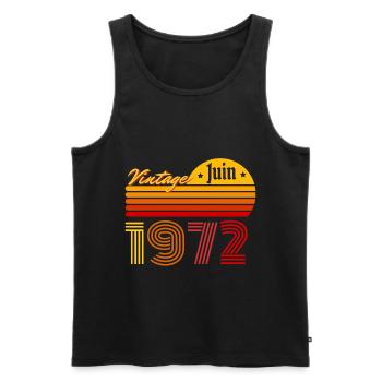 Vintage June 1972 retro, 50 years anniversary - Men's Premium Organic Tank Top - black - Front - AI Model Male 178 light (178cm)