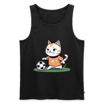 Fußball Katze Kätzchen I lustige Tiere | Sport - Männer Premium Bio Tank Top - Schwarz - Vorne - Michal (187cm)