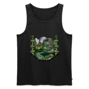 Forest, Cabin, Nature, Forest Dweller, Nature Lover - Men's Premium Organic Tank Top - black - Front - Michal (187cm)