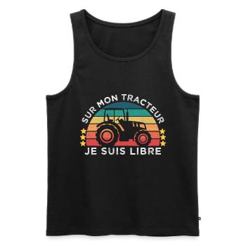 Sur mon tracteur je suis libre cadeau agriculteur - Débardeur bio Premium Homme - noir - Devant - Michal (187cm)