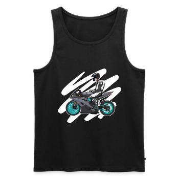 Supermoto / Supermotard / Supermoto Wheelie Biker - Débardeur bio Premium Homme - noir - Devant - AI Model Male 178 light (178cm)