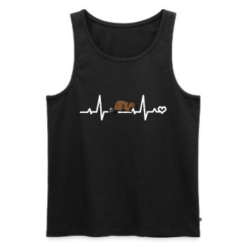 Beaver Heartbeat ECG Frequency Beat Pulse Heart Line - Men's Premium Organic Tank Top - black - Front - AI Model Male 178 light (178cm)