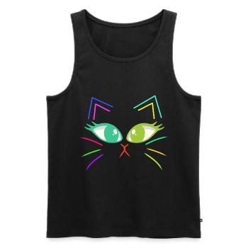 Chats Chat Chat Visage Rétro Années 80 Années 90 - Débardeur bio Premium Homme - noir - Devant - Michal (187cm)