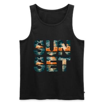 Strand Sunset Beach Sonnenuntergang Meer - Männer Premium Bio Tank Top - Schwarz - Vorne - Michal (187cm)
