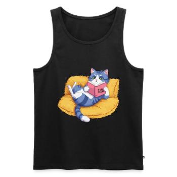 Chat maléfique - Débardeur bio Premium Homme - noir - Devant - AI Model Male 178 light (178cm)