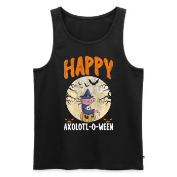 Halloween Axolotl Scary Pumpkins & Skull - Men's Premium Organic Tank Top - black - Front - AI Model Male 178 light (178cm)