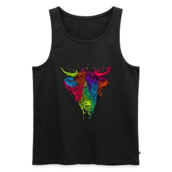 Scottish Highland Cow Cattle Cow Whisperer Farming - Männer Premium Bio Tank Top - Schwarz - Vorne - AI Model Male 178 light (178cm)