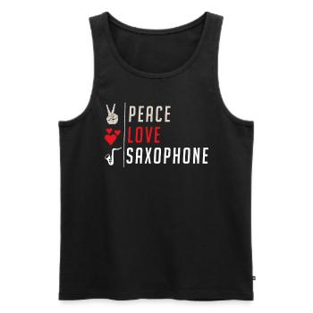 Peace Love Saxophone Marching Band - Débardeur bio Premium Homme - noir - Devant - Michal (187cm)