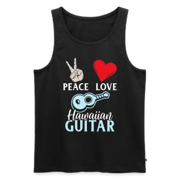 Peace Love Hawaiian Guitar Ukulele - Männer Premium Bio Tank Top - Schwarz - Vorne - Michal (187cm)