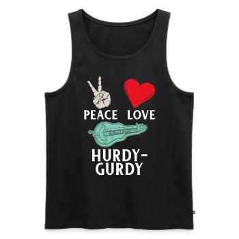 Peace Love Hurdy Gurdy Instrument - Men's Premium Organic Tank Top - black - Front - Michal (187cm)