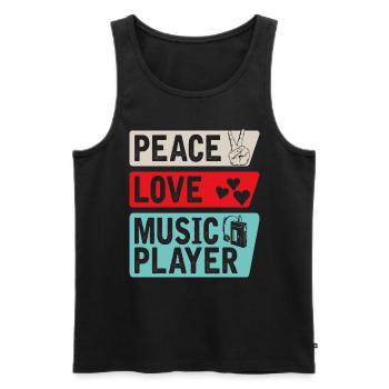 Peace Love Music Player Music Lovers - Männer Premium Bio Tank Top - Schwarz - Vorne - AI Model Male 178 light (178cm)