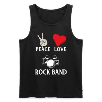 Peace Love Rock Band Music Instrument - Männer Premium Bio Tank Top - Schwarz - Vorne - Michal (187cm)