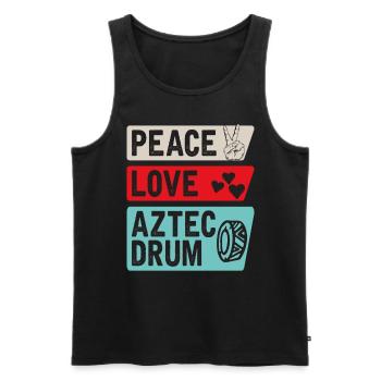 Peace Love Aztec Drum Musical Instrument - Men's Premium Organic Tank Top - black - Front - Michal (187cm)