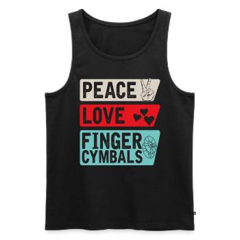Peace Love Finger Cymbals Belly Dance - Men's Premium Organic Tank Top - black - Front - Michal (187cm)