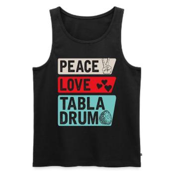 Peace Love Tabla Tambour Instrument de Musique - Débardeur bio Premium Homme - noir - Devant - Michal (187cm)